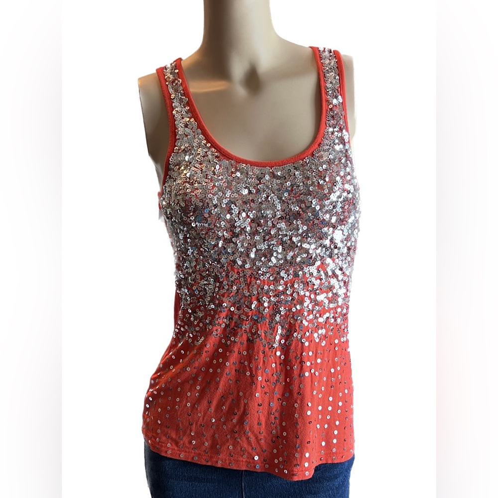 🤩 sparkly orange sequin ombré top